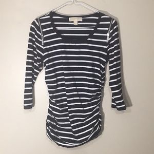 Michael Kors 3/4 sleeve striped top with zippers
